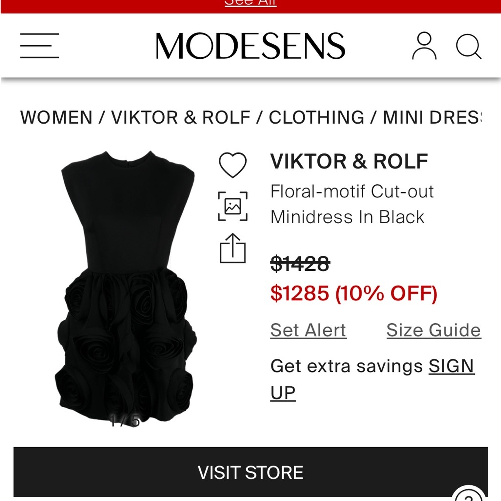 Viktor + Rolf Garden City Black Dress w Floral Rose Appliqué Mini! - Picture 5 of 8